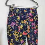 Susan Graver  Navy Floral Cropped Pants Sz 8 Petite Navy Floral Pull-on Pants Photo 2