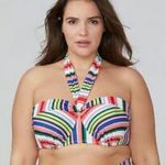 Cacique Bikini Top Swimsuit Swim Stripe Bandeau 44DD New Photo 0