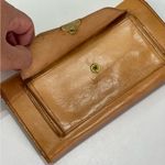 Vintage Handmade Tooled Tan Leather Wallet Clutch w/ Mirror Photos Mexico Aztec Photo 7