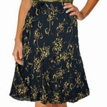 Ralph Lauren Lauren  Irina Metallic Matte Gold Black Floral Chiffon Skirt S Photo 0