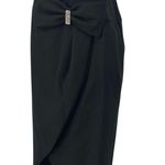 Vintage 80s Off Shoulder Puff Sleeve Bow Waist Tulip Hem Midi Maxi Dress Black 8 Photo 1