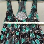 Free People  Racerback Top / Tunic Black and Green with Lace Photo 10