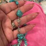HOWLITE TURQUOISE BLUE STONE SILVERTONE LONG NECKLACE Photo 5
