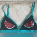 Watermelon sequined teal/red/black lightweight no underwire bra; size M Pink Size M Photo 0