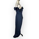 XScape  Off The Shoulder Ruffle Midi Gown Dress Women's 8 Navy Blue NWT Photo 5