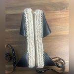 Garnet Hill  black leather studded ankle wrap espadrilles size 38/ 8 Photo 5