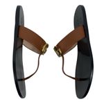 Gucci  Leather Thong Sandals Gold Double G Logo Orange Brown Size 37 Photo 4