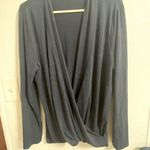 Loft  Size L Blue Wrap Sweater Wool Blend Loose Fit V Neck Long Sleeves Photo 2