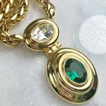 Givenchy Long Gold Plated Emerald Necklace Photo 4