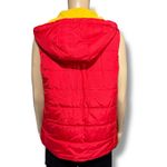 Jones New York Vintage Sport Womens Reversible Vest Fleece Hooded Red Yellow Med Photo 3