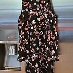 Veronica M ππ Halter Beck Cold Shoulder Ling Sleeve Dress ~ Floral Print M NWT Photo 0