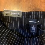 Who What Wear  NWT Pants Black White Striped Cropped High Rise Stretch Photo 2