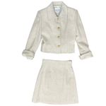 Bosch White Beige Cream Gold Button Luxury Regal Tweed Skirt Suit size 6 / L Photo 1