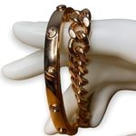 Henri Bendel The A-List Layered Rose Gold Riveted Swarovski Chain Cuff Bracelet Photo 4