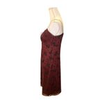 Y2k Burgundy Floral Mini Slip Dress with Spaghetti Straps, Small Red Photo 2