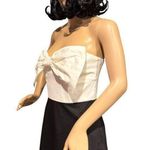 Large bow tie strapless maxi dress black & white cotton tiered size medium Photo 13