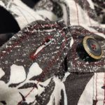 HD in Paris  Black White Tropical Floral Linen Top Size 4 Anthropologie Linen Top Photo 11