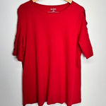 kim rogers  Shirt Womens Extra Large Red Crisscross Sleeves Pullover Casual Photo 0