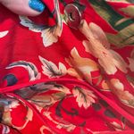 Blue Miami Vintage Weaved w/ Red Floral Fabric Satchel Purse 21x17 Inch BIG Photo 4