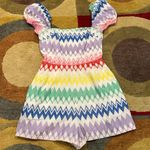 Yumi Kim Jillian Rainbow Romper Carnival Multicolor Chevron Square Neck Size 0 Photo 0