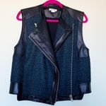 Helmut Lang women’s peak jacquard cropped leather moto biker vest size P Photo 7