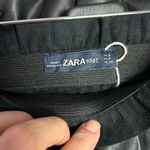 ZARA Knit Faux Leather Black Skirt Paper Bag Elastic Waist with Pockets - size S Photo 2