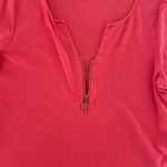 Ellen Tracy women’s bright pink V neck gold tone zipper elbow length sleeves XL Photo 2