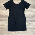 Ellen Ashley Vintage 90s Black 100% Linen Short Sleeve Zip Back Sheath Dress 10 Photo 4