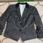 EXPRESS faux leather collar ruched sleeves front pockets blazer Photo 12