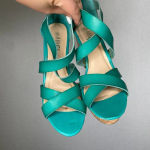 Rouge | Teal Wedge Heels Strappy Womans 10 Blue Photo 2