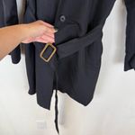 Ralph Lauren Lauren Black Trench Coat with Lamb Leather Collar Photo 1