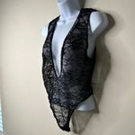 Victoria's Secret Black Deep V Lace Bodysuit Women's Large Photo 1