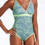 L.L.Bean One Piece Green Blue Print Tank Swimsuit Swimsuit UPF 50+ Women’s Photo 0