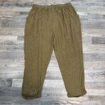 Wonderly  Green Linen Blend Loose Pants Cuffed Pockets, Elastic Waist P8 Photo 5
