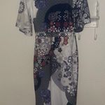 ASOS Size 6 Purple Floral Kimono High Low Belted Wrap Dress Photo 2