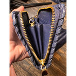 Tory Burch Navy Leather Marion Slouchy Tote Bag Purse Gold Chain & Wallet EUC Photo 13