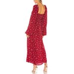Free People Women’s Iris Long Balloon Sleeve Red Blue Floral Midi Dress Size S Photo 4