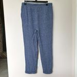 Ellen Tracy Linen Blend  Pants Womens Med Blue Coastal Pull On Drawstring Photo 2
