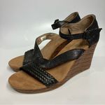 Toms  Clarissa wedge Sandals black with silver shimmer women’s size 8.5 casual‎ Photo 3