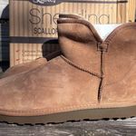Kirkland Signature  womens shearling scalloped edge short boots tan 10 Photo 1