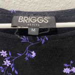 Briggs New York Briggs Black and Purple Floral Top Size Petite Medium Photo 4