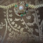 Vintage Victor Costa Made in Hong Kong Gold Jacquard Embellished Shoulder Bag Brown Photo 4