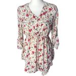 J for Justify Floral Print 3/4 Sleeve Button Front Gold Details Tunic Blouse Photo 8