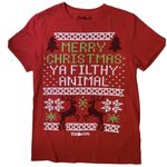 Christmas Home Alone Merry Ya Filthy Animal Short Sleeve Red T Women’s L Men’s S Photo 0