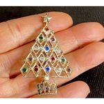 VTG Signed Eisenberg Ice Austrian Multicolor Crystal Christmas Tree Brooch 1970s Gold Photo 1