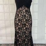 Juno dress collection sleeveless black lace nude lined evening gown size 2 Photo 0