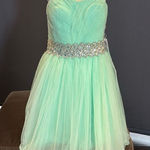 Women’s Green Short Homecoming Prom Party Dress Sweetheart Corset Back Size 12 Photo 0