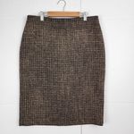 Talbots  Pencil Skirt Metallic Wool Blend Gold Black Woven Tweed Size 8 Photo 11