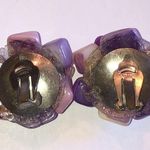Purple Shell Beaded Cluster Beads Vintage Round Clip On Earrings Photo 3
