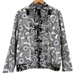 Chico's Chico’s Lagenlook Floral Jacket Black & White Botanical Asian Oriental 1 Medium Photo 0